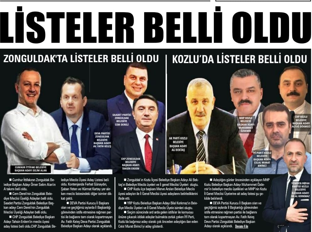 LİSTELER BELLİ OLDU